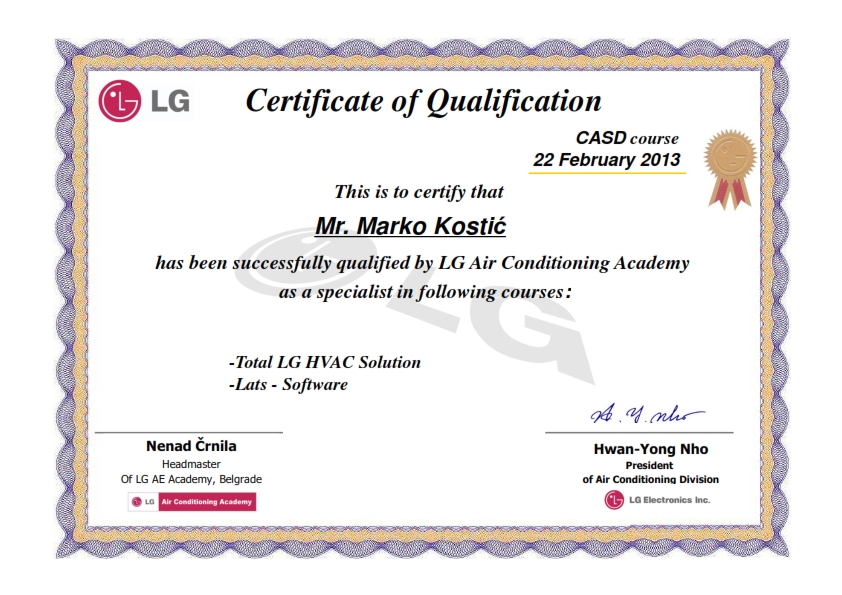 LG Certificate